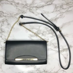 Black Faux Leather Side Bag Wallet
